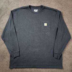 Carhartt Shirt Men XL Navy Loose Fit Heavyweight Long Sleeve Pocket Tee Workwear